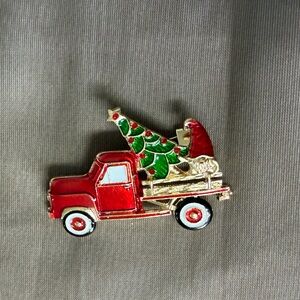Festive Red Truck Brooch